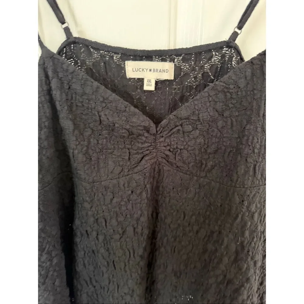 Lucky Brand Black Textured Stretch Swing Tank sz XXL - Picture 3 of 10